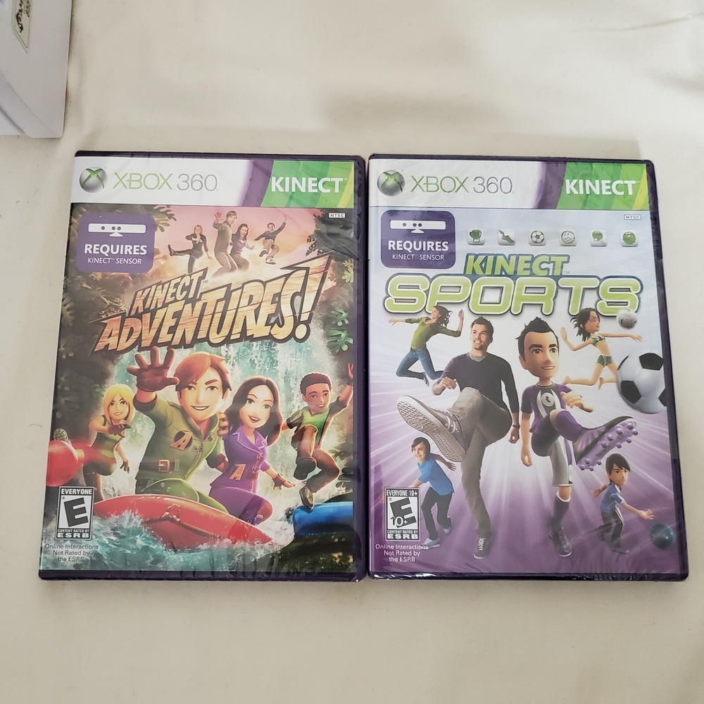 Microsoft Xbox 360 Kinect Adventures & Kinect Sports Game Bundle New Sealed